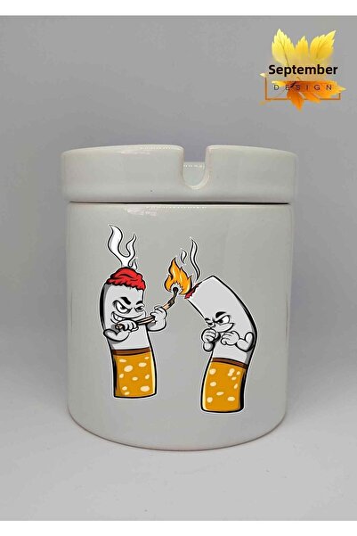 Eylül Design السجائر تصميم خاص مطبوعة من السيراميك منفضة سجائر عديمة الرائحة