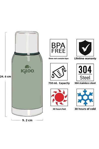 IGLOO Legend Botte 750ml Classic Thermos Flask Green