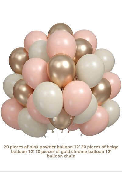 Öztürkpartievi بالون ذهبي وردي فاتح 50 قطعة