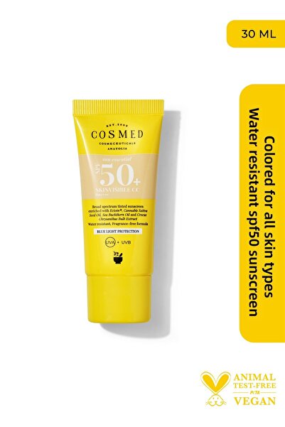 COSMED واقي شمسي ملون مقاوم للماء بعامل حماية من الشمس SPF50+ لجميع أنواع الب...