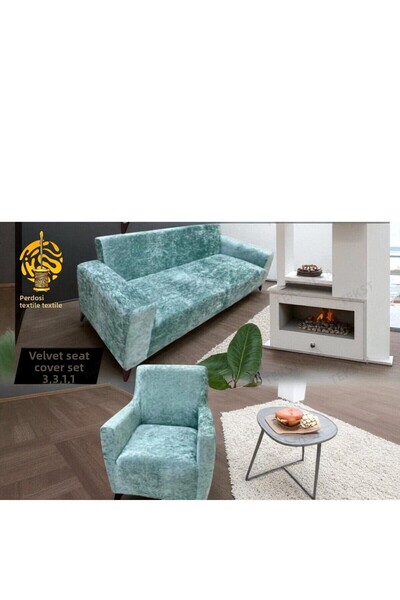 Tekstilsa Set de huse pentru scaune din catifea elastică, moale, rezistentă l...