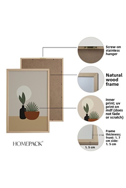 HOMEPACK Natural Wooden Framed 3-Piece Painting Set Hpn017