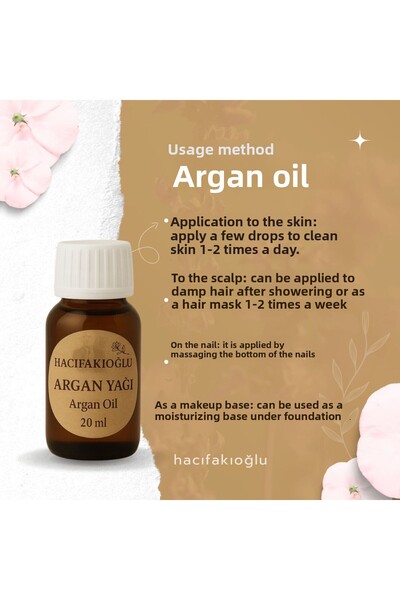 HACIFAKIOĞLU زيت الأرغان 20 مل زيت الأرغان النقي والطبيعي 100% 20 مل معصور عل...