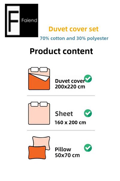 Faiend Sada bavlněných povlaků na dvojité přikrývky s povlečením odolným proti vyblednutí a chmýří