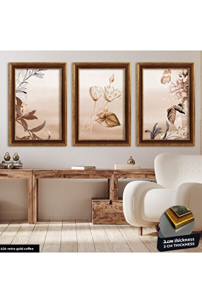 Evinemoda Vintage Flowers 3 Piece Painting from Frame Cvplk