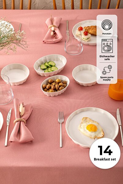 Emsan Cozy 14 Piece Breakfast Set for 6 People White
