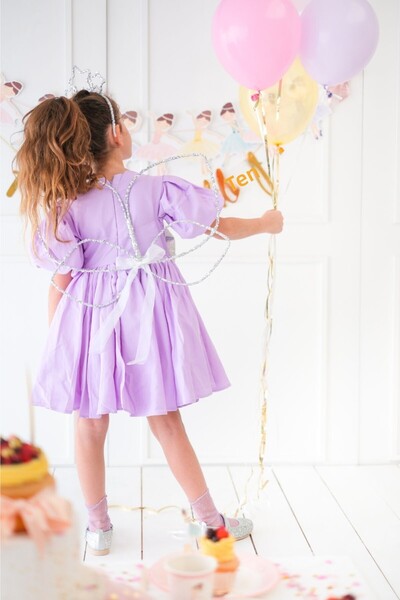 Le Mabelle Set de 3 coroană cu sceptru cu aripi de fluture cu sclipici argintiu