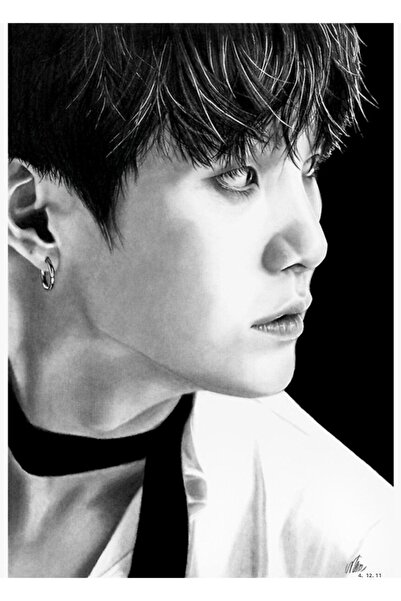 Universal Yoongi Μαύρο/άσπρο Ξύλινη Αφίσα Ζωγραφικής Διακοσμητική Κωδικός2893