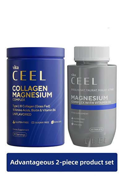 VitaCeel 2 Pack Magnesium Tablets and Magnesium Complex Containing Collagen T...