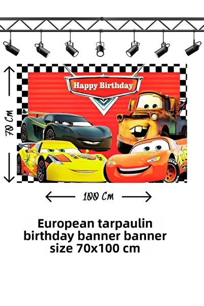 snowparty Πανό γενεθλίων με θέμα τα αυτοκίνητα Cars Lightning Mcqueen