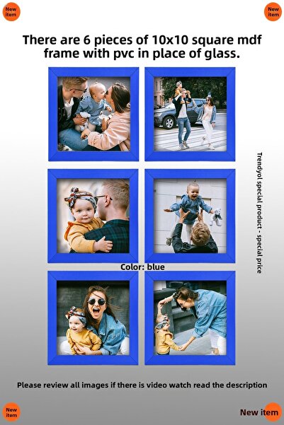 yhfoto 6 PIECES 10X10 SQUARE BLUE MINI FRAME - MDF FRAME