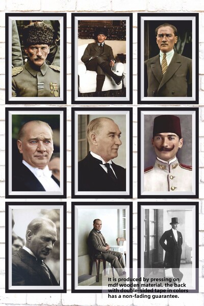 Hayat Poster Set de picturi din lemn mixt de 9 piese Set de afișe cu aspect d...