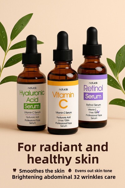 Natural Hyaluronic Acid Retinol Vitamin C Skin Serum Set