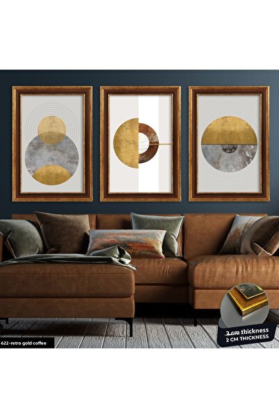 Evinemoda 3 Pcts Geometric Round Gold Frame Table Cvplk