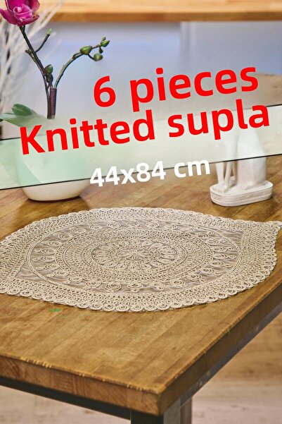 Dantelux 6 قطع سوبرا محبوكة من البندقية (44x34 سم) - بني