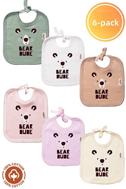 Miniel Baby Girl Newborn Combed Organic Cotton Bear Dude Printed Baby Bib Set...
