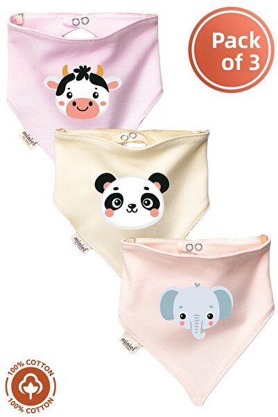 Miniel Unisex Baby Newborn Combed Organic Cotton Animal Figured Baby Bib Set ...