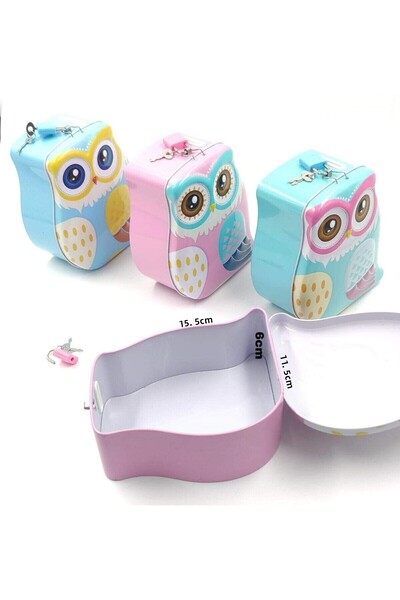 MÜJÜNÜN HEDİYELERİ حصالة نقود على شكل بومة لطيفة – صندوق نقود معدني قابل للقف...