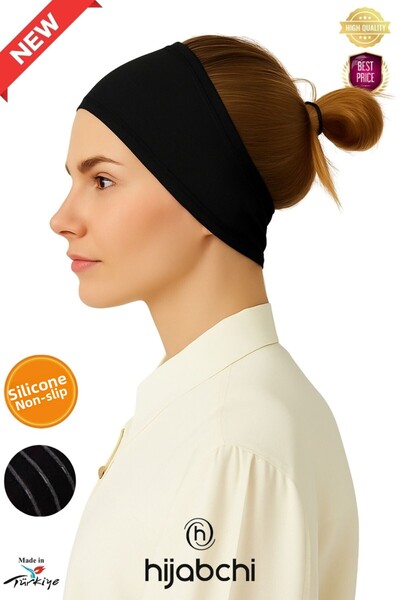 hijabchi بونيه سيليكون للحجاب - أسود