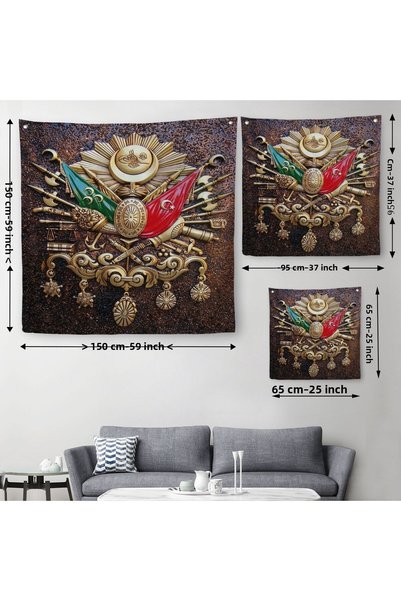 Harita Sepeti Ottoman Tughra Canvas Wall Cloth-Carpet-5866