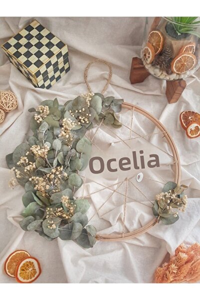 PORTAKAL HANDMADE Διακοσμητική πόρτα με στάμπα Dry Flower - Plexi με Ευκάλυπτο και τροχαλία