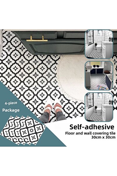 TechnoSmart 4 Pieces 30cm×30cm Self Adhesive Lvt Floor Wall Covering Kitchen Bathroom Tile Sticker
