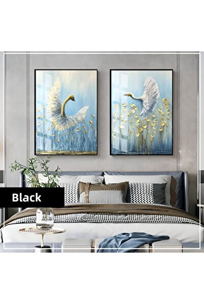 Harikabirev HARİKABİREV | COMBINAT DE LEBĂDĂ ABSTRACTE ALBASTRU-AUR | TABLO D...