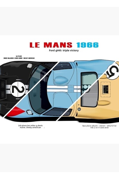 Universal Gt40 1966 Ξύλινη διακοσμητική αφίσα με τριπλό τιμητικό τιμητήριο