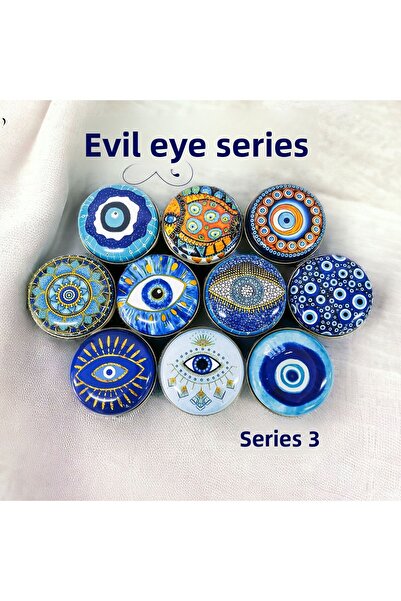 ayyagift صندوق معدني منقوش على شكل عين الشر - صندوق هدايا وشموع مقاس 7,3 × 3 ...