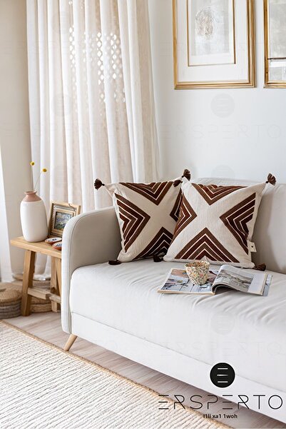 Ersperto Με φούντες Διακοσμητικά 2 Τεμάχια Λινό Θήκη διακοσμητικού μαξιλαριού...