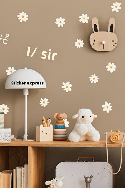 Sticker Ekspres Yellow and White Daisies Children's Room Daisy Wall Sticker Set
