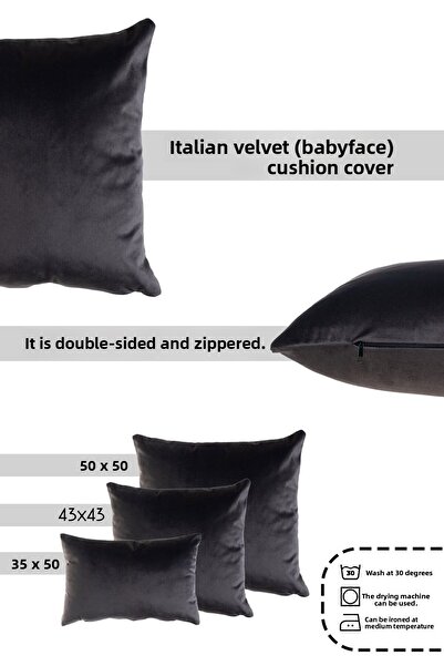 INSENSE HOME Gray Anthracite Velvet (Babyface) Throw Pillow Cover