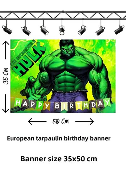 snowparty Πανό γενεθλίων με θέμα τον Πράσινο Γίγαντα Χαλκ