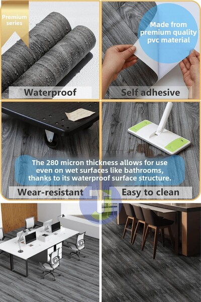 Technojet Premium Textured Hardwood Pattern Floor - Kitchen, Cabinet, and Duvet Covered, 60Cmx100Cm