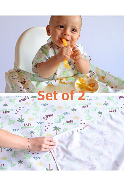 mammam always by your side مجموعة ديناصورات الأطفال (مريلة كرسي الطفل وغطاء أ...