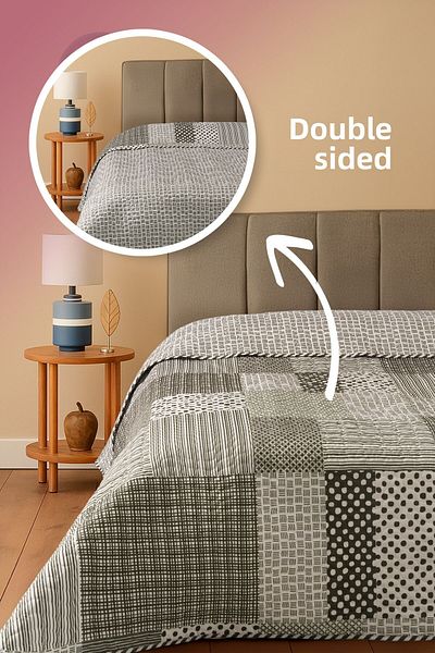 BELENAY HOME Briva Double Sided Multi-Purpose Double Bedspread 195 X 220 cm