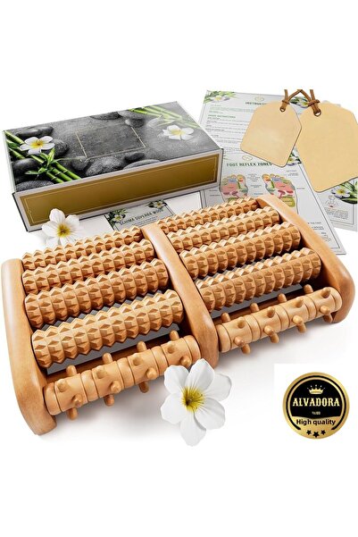Wolawood Wellness 100% Natural Wooden Foot Massage Tool Roller Natural Relaxi...