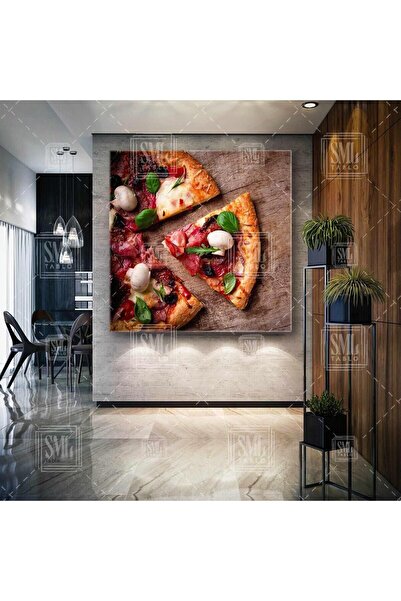 SML TABLO Feliță de pizza delicioasă Fast Food Bucătărie italiană Pictură pătrată pe pânză