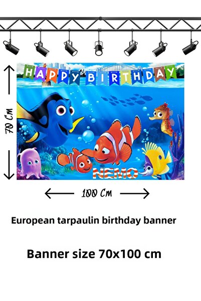 snowparty Πανό γενεθλίων με θέμα το Red Fish Lost Fish Nemo