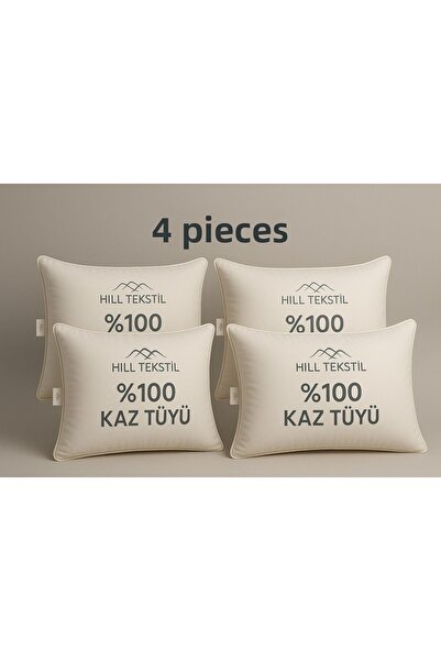 HILL TEKSTİL 4 bucăți 100% pene de gâscă 20 perne de gâscă - 50x70 Elizza Bia...