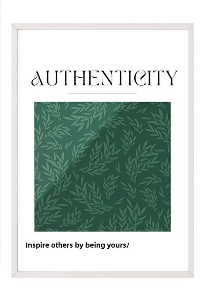 Zestia Tablou cu ramă albă, frunză verde autentică, poster decorativ pentru c...