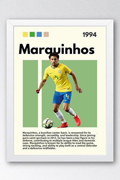 Saturn Pictură înrămată Marquinhos - Poster de fotbalist cu cadru decorativ