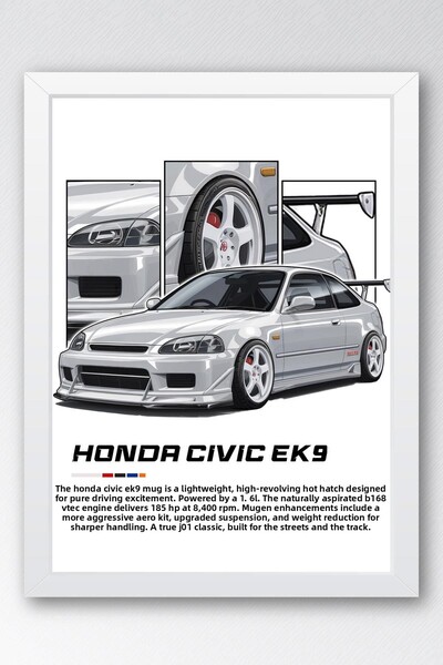 Saturn Επιτραπέζιο με πλαίσιο Civic Ek9 - Αφίσα αυτοκινήτου Honda