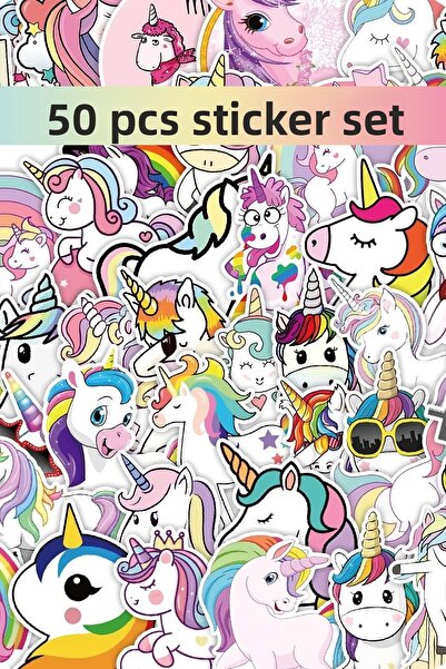 Grafikup Set de 50 de autocolante - Etichetă drăguță cu unicorn pentru pix, l...
