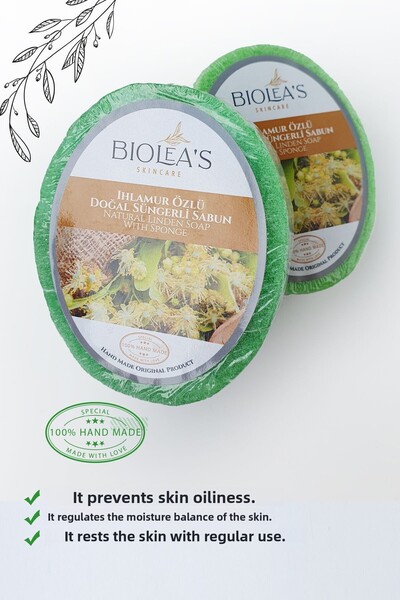 Biolea's skincare صابون إسفنجي طبيعي بخلاصة الزيزفون 130 جرام