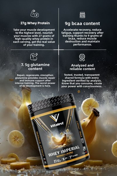 Vitalest Whey Imperial Banana Flavored 988g. Protein Powder 26 Servings