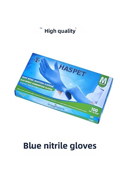 Has-Pet Blue Nitrile Examination Gloves m (Medium) 1 Pack of 100