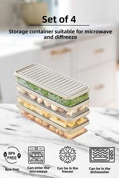 Saatistan حاوية تخزين للثلاجة والميكروويف مقاومة للهواء باللون الأبيض، 4 قطع،...