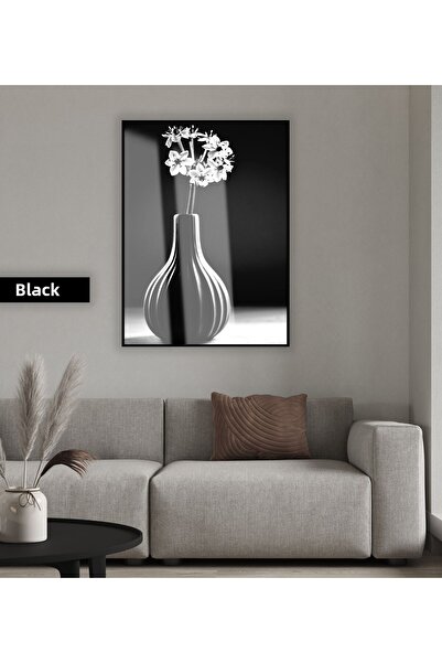 Harikabirev HARİKABİREV | VASĂ BOHEMĂ NEGRĂ&ALBĂ MODEL FLORI 04 | TABLA DE ST...