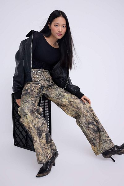 Trendyol Collection Teen Multi-Colored Patterned High Waist Wide Leg Jeans Twoaw26Je00152